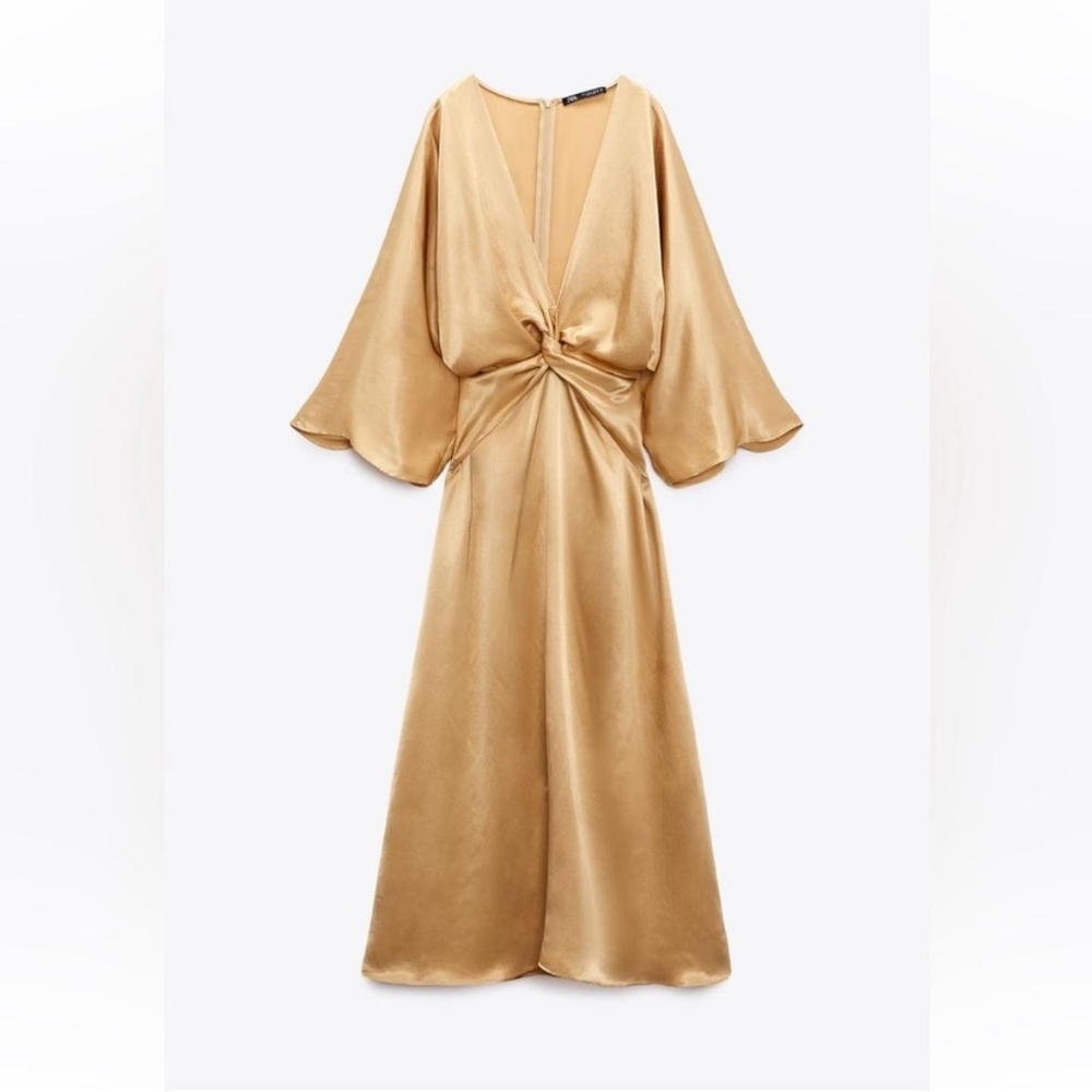 Zara Women's Gold and Tan Dress